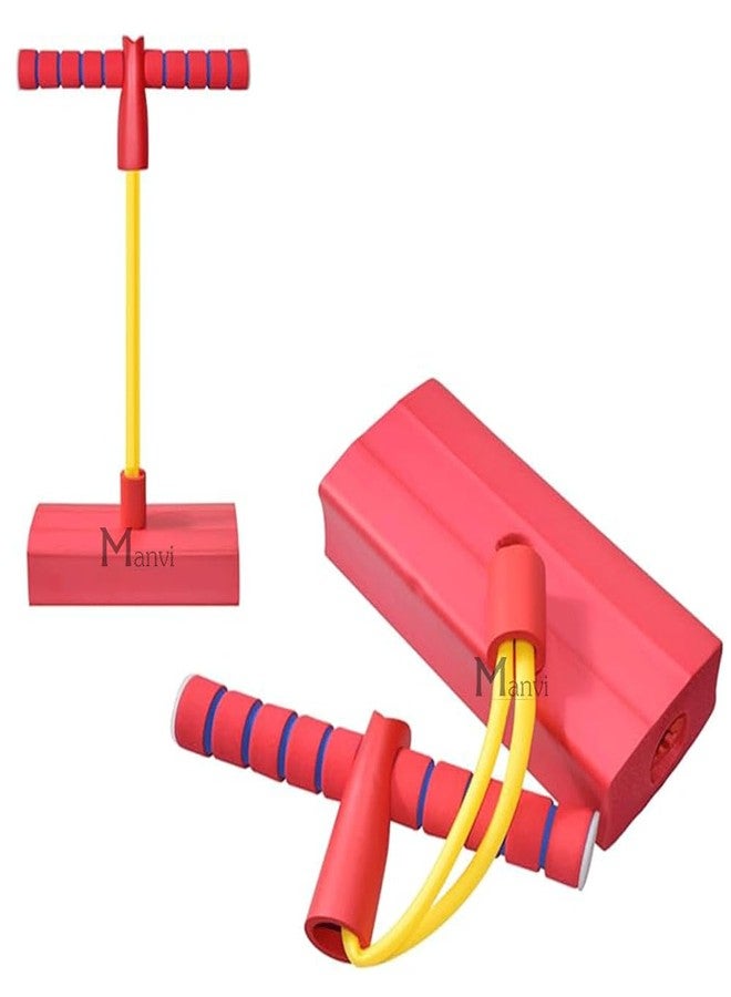 MANVI Jumping Toy for Kids, Lights & Sounds Foam Jumping Pogo Stick Fun Activity for Teens Adults, Garden Toys for Boys and Girls Gifts (red pogo) - Image 1